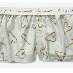 VS PINK Rainbow Heart Candy Cane Boxers - Small